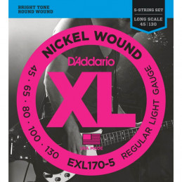 D'ADDARIO EXP170-5 COATED NICKEL WOUND 5-STRING BASS LIGHT 45-130 LONG