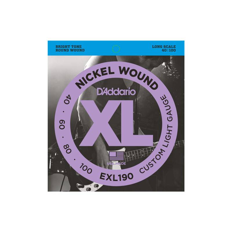 D'ADDARIO EXL190 NICKEL WOUND BASS CUSTOM LIGHT 40-100 LONG SCALE