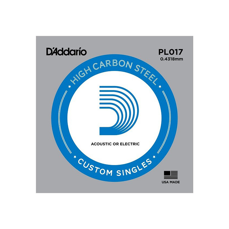 D'ADDARIO PL017 PLAIN STEEL SINGLES .017