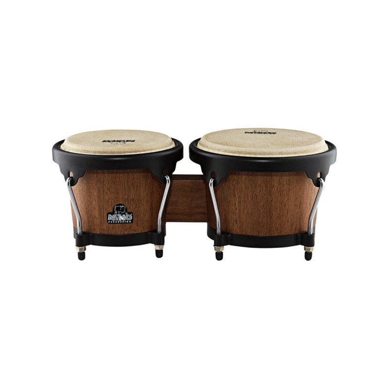 NINO PERCUSSION NINO3WB-BK WOOD BONGOS WALNUT SHELL BLACK HARDWARE