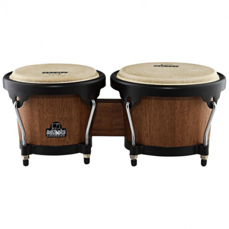 NINO PERCUSSION NINO3WB-BK WOOD BONGOS WALNUT SHELL BLACK HARDWARE