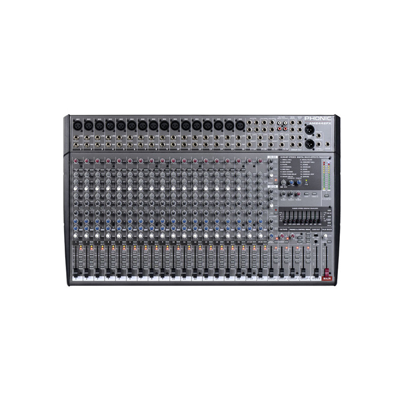 PHONIC M 2442FX 24-INPUT 4-BUS STUDIO/LIVE MIXER WITH DIGITAL EFX AND GEQ