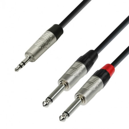 ADAM HALL K4YWPP0150 CAVO AUDIO REAN JACK STEREO DA 3,5 MM /A 2 X JACK MONO DA 6,3 MM 1,5 M