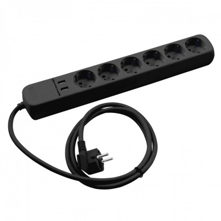 EUROLITE POWER DISTRIBUTION 6 SOCKET+2 USB, BLACK