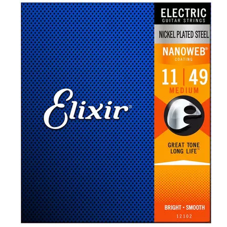 ELIXIR 12102 NANOWEB ELECTRIC GUITAR STRINGS 11-49 - MEDIUM