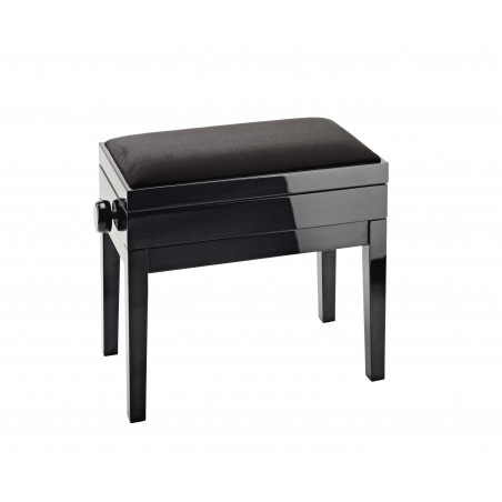 K&M  panca finitura nera lucida, seduta velluto nero Panca per pianoforte con contenitore per spartiti