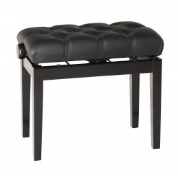 K&M  panca finitura nera lucida, seduta in pelle nera Panca per pianoforte con cuscino di seduta trapuntato