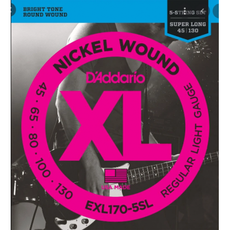 D'ADDARIO EXL170-5 SL 45/130 NICKEL BASS STRINGS