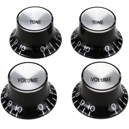 GIBSON PRMK-010 TOP HAT KNOBS BLACK/SILVER