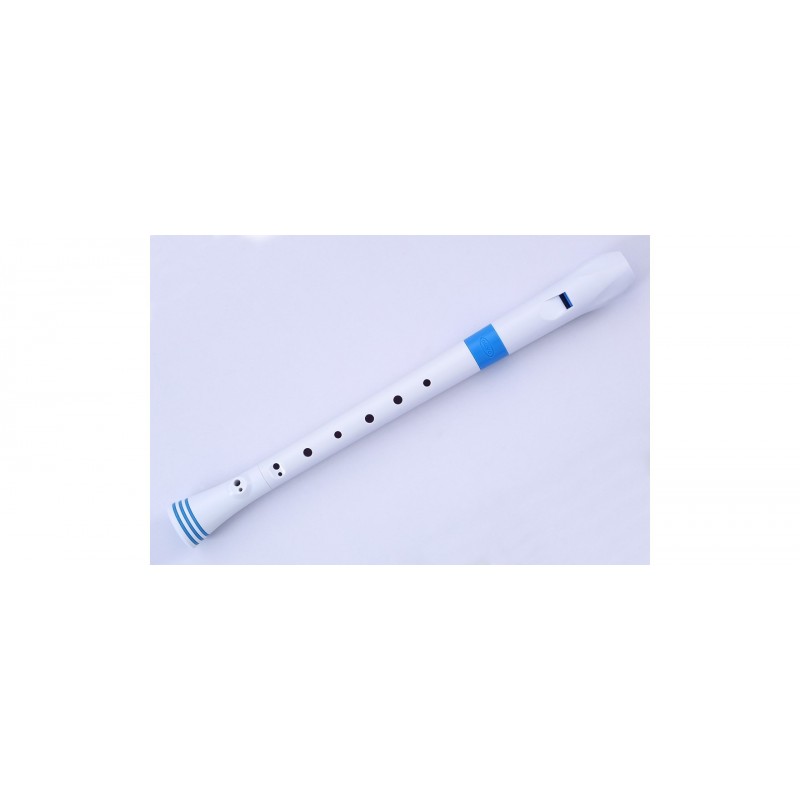 RECORDER WHITE/BLUE WITH TRANSVINYL CASE  BAROQUE FING.