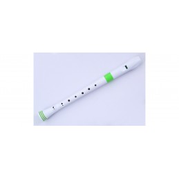 RECORDER WHITE/GREEN WITH TRANSVINYL CASE  GERMAN FING.