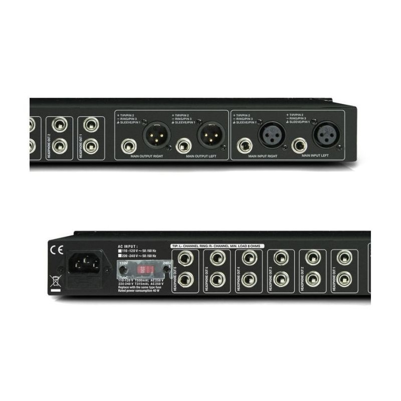 LD SYSTEMS HPA-6 AMPLIFICATORE CUFFIE RK19 - 6ch - 1U