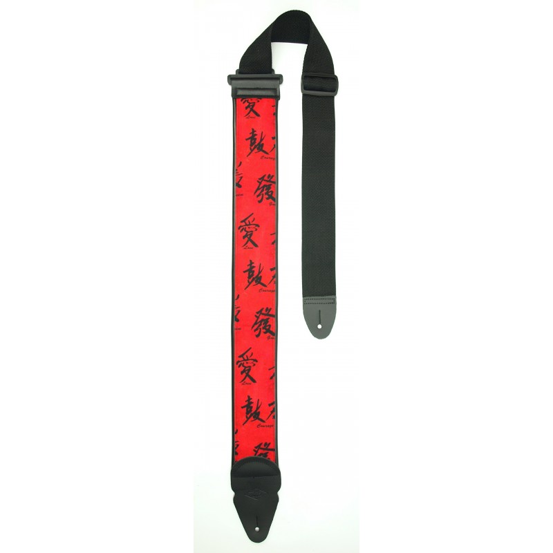 Tracolla per chitarra 3” in tessuto stampato, imbottitura in foam, terminali in pelle