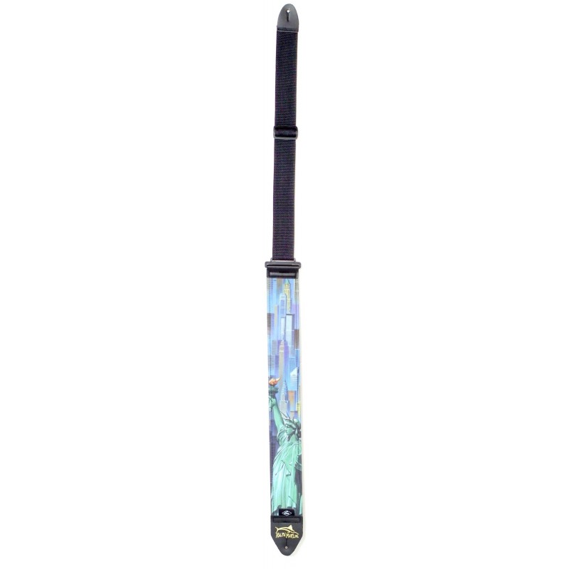 Tracolla per chitarra 3” in tessuto stampato, terminali in pelle