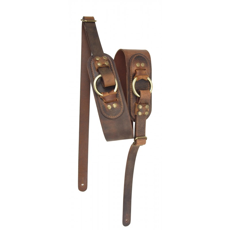 Tracolla per chitarra 2,5” in vera pelle con anelli hardware in metallo