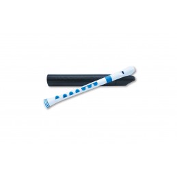 RECORDER+ WHITE/BLUE WITH HARD CASE  GERMAN FING.