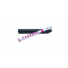RECORDER+ WHITE/PINK WITH HARD CASE  GERMAN FING.