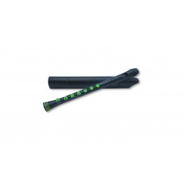 RECORDER+ BLACK/GREEN WITH HARD CASE  GERMAN FING.