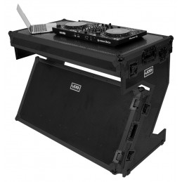 U91072BL -ULTIMATE FLIGHT CASE PORTABLE Z-STYLE DJ TABLE BLACK PLUS (WHEELS)