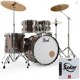 PEARL batteria ROADSHOW 5pz completa di hardware e piatti Sabian CR16, RD20, HIHAT 20, colore BRONZE METALLIC 707