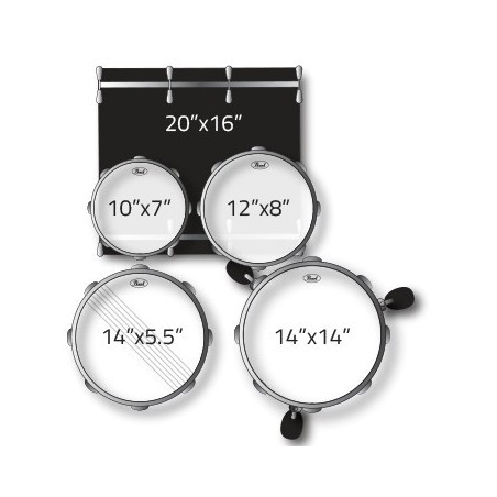 PEARL batteria ROADSHOW 5pz cassa 20" completa di hardware e piatti sabian CR16, RD20, HH 14 colore JET BLACK 31