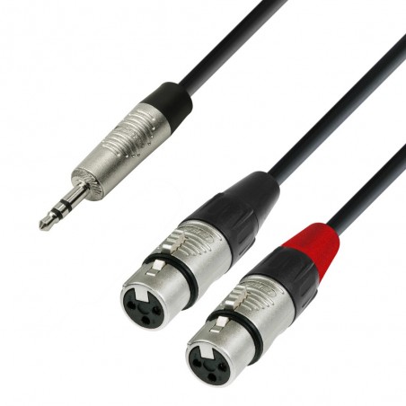 ADAM HALL 4 STARS CAVO ADATTORE REAN MINI JACK STEREO DA 3,5mm A 2 XLR3P FEMMINA - 3m
