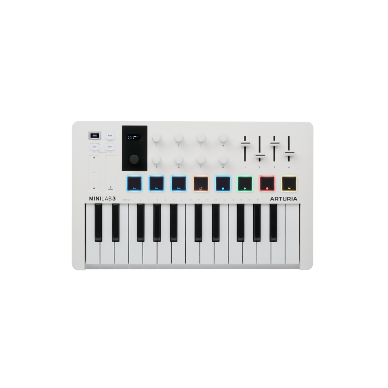 Controller USB 25 tasti mini, 8 pad RGB e 16 encoder - Analog Lab, Live Lite e UVI Piano